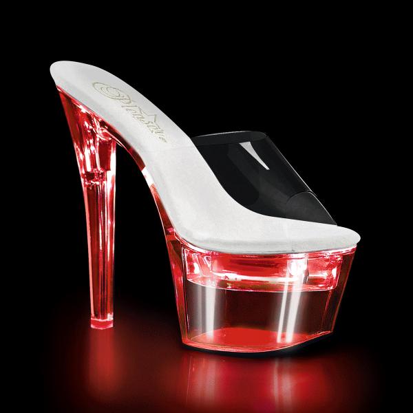 FLASHDANCE-701 Pleaser high heels mules clear LED