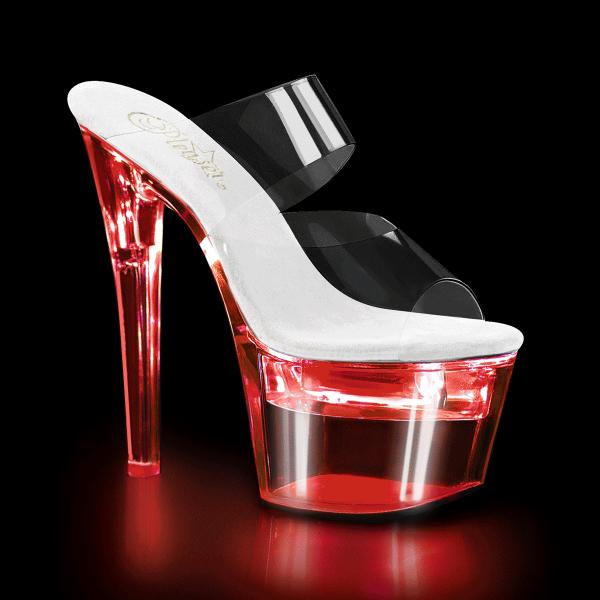 FLASHDANCE-702 Pleaser LED Illuminated high heels two band slide clear
