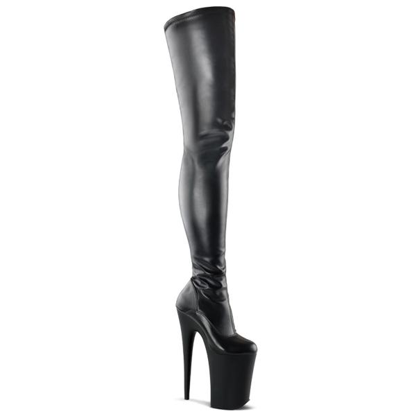 INFINITY-4000 Pleaser High-Heels Overkneestiefel Crotch Boots schwarz Lederoptik