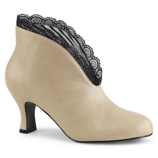 JENNA-105 Pleaser Pink Label slip on ankle boot lace creme matte