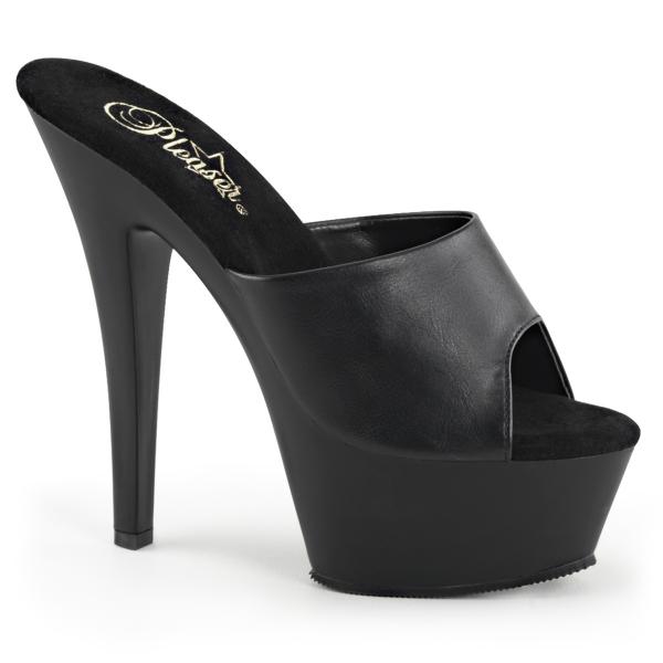 KISS-201 Pleaser high heels platform mules black leather look - Schuh ...