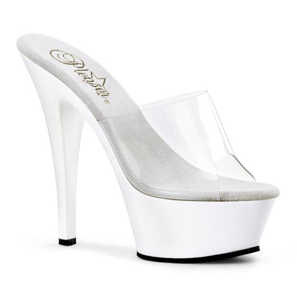 KISS-201 Pleaser high heels platform mules clear white