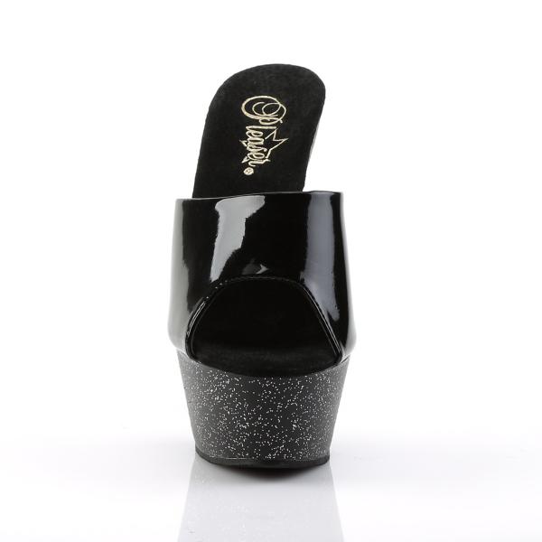 KISS-201MG Pleaser high heels platform mules black patent mini glitter