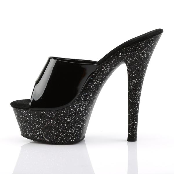 KISS-201MG Pleaser high heels platform mules black patent mini glitter