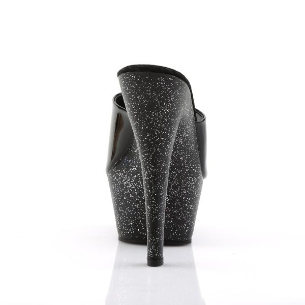KISS-201MG Pleaser high heels platform mules black patent mini glitter