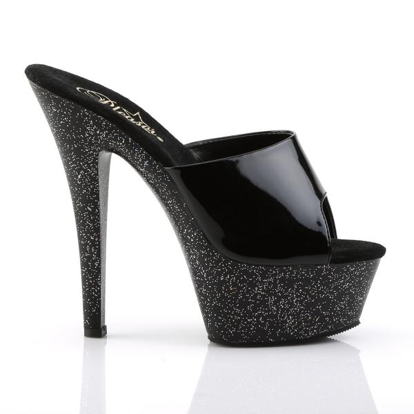 KISS-201MG Pleaser high heels platform mules black patent mini glitter