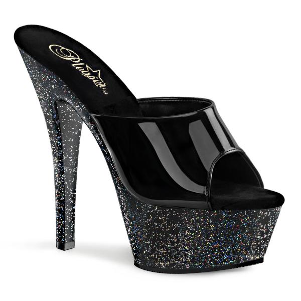 KISS-201MG Pleaser high heels platform mules black patent mini glitter