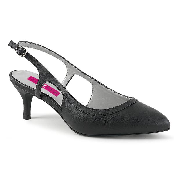 KITTEN-02 Pleaser Pink Label kitten heel slingback pump black matte