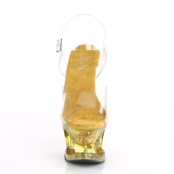 MOON-708GFT Pleaser High-Heels Cut-Out-Plateau Sandaletten gold getönt Glitter
