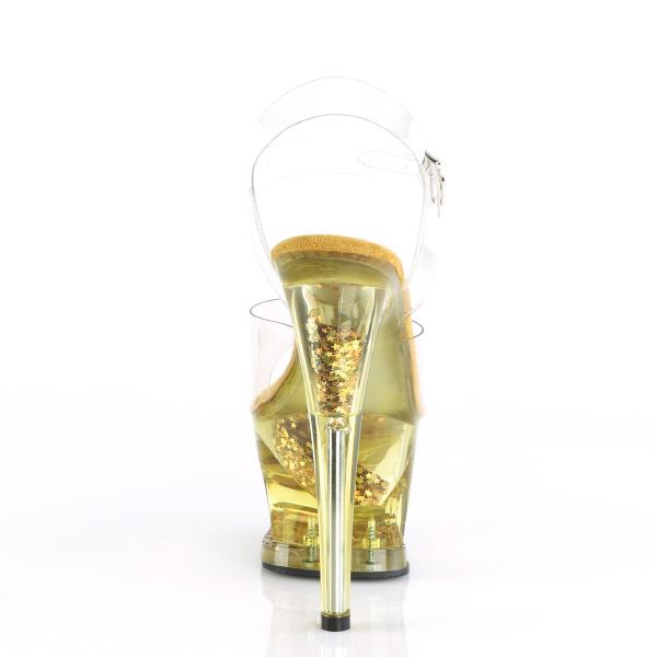 MOON-708GFT Pleaser High-Heels Cut-Out-Plateau Sandaletten gold getönt Glitter