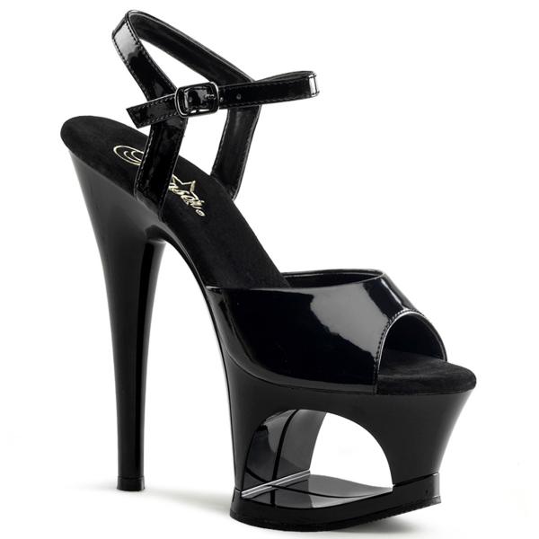 MOON-709 Pleaser high heels sandal cut-out platform black patent
