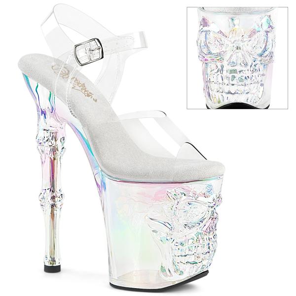RAPTURE-808HT Pleaser Damen High Heels Plateausandaletten klar holographisch getönt