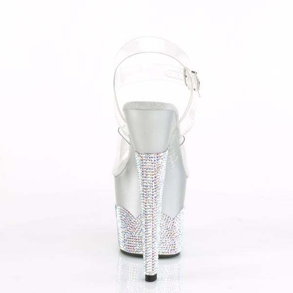 SCALLOP-708-2RS Pleaser high heels platform ankle strap sandal clear silver rhinestone