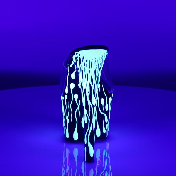 SKY-301-5 Pleaser high heels platform slide clear black neon white blood splatter