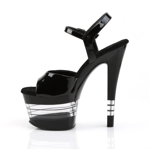 SKY-309LN Pleaser high heels lined platform ankle strap sandal black patent