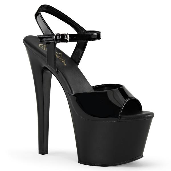 SKY-309VL Pleaser High-Heels Plateausandaletten schwarz Lack vegane Innensohle