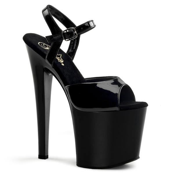 TABOO-709 Pleaser high heels platform ankle strap sandal black patent