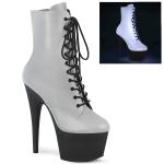 ADORE-1020REFL Pleaser vegan platform high heels ankle boot reflective silver black matte