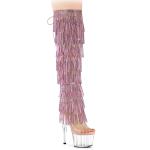 ADORE-3019C-RSF Pleaser high heels platform rhinestone fringes over-the-knee boot clear baby pink