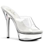ALLURE-601 Pleaser vegane Damen High Heels Plateaupantoletten klar Strass