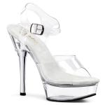 ALLURE-608 Pleaser Damen High Heels transparente Plateausandaletten Strassabsatz