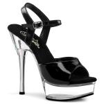 ALLURE-609 Pleaser Damen High Heels Plateausandaletten Strass schwarz Lack klar