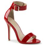 AMUSE-10 erotische Pleaser High-Heels Sandaletten rot Lack mit Fesselriemchen
