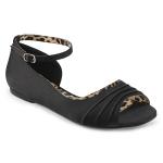 ANNA-03 Pleaser Pink Label Damen Riemchen Peep Toe Ballerina leo Print schwarz Satin