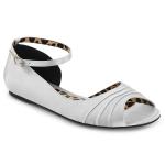 ANNA-03 Pleaser Pink Label Damen Riemchen Peep Toe Ballerina leo Print silber Satin
