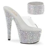 BEJEWELED-712MS Pleaser Damen Plateaupantoletten klar silber AB Strass Manschette