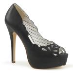 BELLA-30 Pin Up Couture elegante Damen Plateau Pumps Cut Outs schwarz Lederoptik