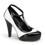 BETTIE-22 Pin Up Couture platorm t-strap spectator pump black white patent