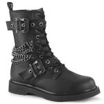 BOLT-250 vegane Demonia Unisex 10-Loch Stiefeletten schwarz Schnallen Ketten
