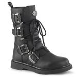 BOLT-265 vegane Demonia Unisex Kampf Schnürstiefel schwarz Lederoptik 4 Schnallen