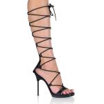 CHIC-60 Fabulicious High-Heels Sandaletten mit Beinschnüren schwarz matt
