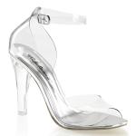 CLEARLY-430 Fabulicious High-Heels Plateausandaletten klar mit Fesselriemchen