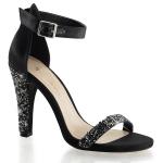 CLEARLY-436 Fabulicious Damen High Heels Plateausandaletten Strass schwarz Satin