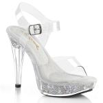 COCKTAIL-508RSI Fabulicious Damen High Heels Plateausandaletten klar silber AB Strass