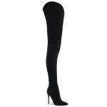 COURTLY-4017 Pleaser High-Heels Crotch Overkneestiefel asymetrischer Außenschaft schwarz
