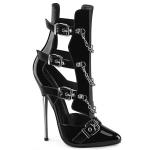 DAGGER-15 Devious Messing Stiletto High Heels Käfig Stiefeletten schwarz Lack