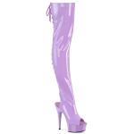 DELIGHT-3017 sexy Pleaser High Heels Peep Toe Overkneestiefel lavendel Stretch Lack
