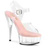DELIGHT-608 elegant Pleaser High Heels platform sandal transparent baby pink