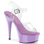 DELIGHT-608 sexy Pleaser Damen High-Heels Plateausandaletten transparent lavendel