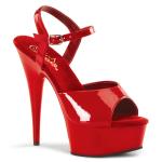 DELIGHT-609 Pleaser High-Heels Plateausandaletten rot Lack Lederinnensohle