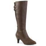 DIVINE-2018 Pleaser Pink Label Stiefel braun Lederoptik mit Elastikeinsatz hinten