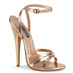 DOMINA-108 Devious high heels ankle wrap sandal rose gold metallic