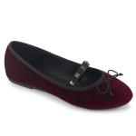 DRAC-07  DemoniaCult Damen Mary Jane Ballerina Nieten Schleifen Detail burgund Velvet