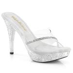 ELEGANT-401R Fabulicious elegant high heels platform slide rhinestones clear