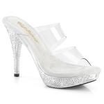 ELEGANT-402 Fabulicious elegant vegan high heels platform slide rhinestones clear