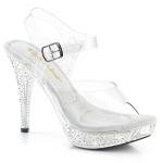 ELEGANT-408 Fabulicious high heels platform ankle strap sandal clear AB rhinestones